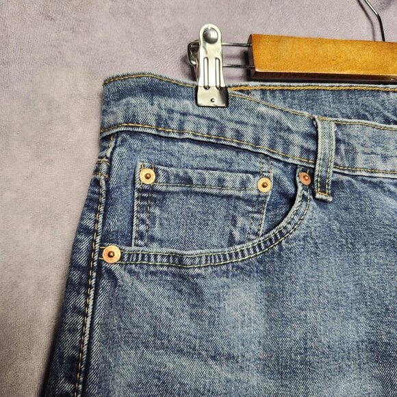 Levis‎ 505 Jeans Mens 34 36x30 Blue Medium Wash Straight Leg Zipper Fly Denim - Picture 9 of 15